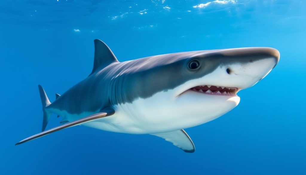Beyaz Köpek Balığı (Carcharodon carcharias) Akdeniz sularında yüzerken, tehlikeli deniz canlıları arasında yer alan nadir bir tür